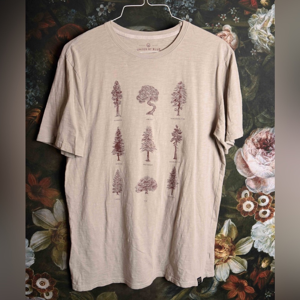 United by Blue gray t-shirt size XL with Tree typology